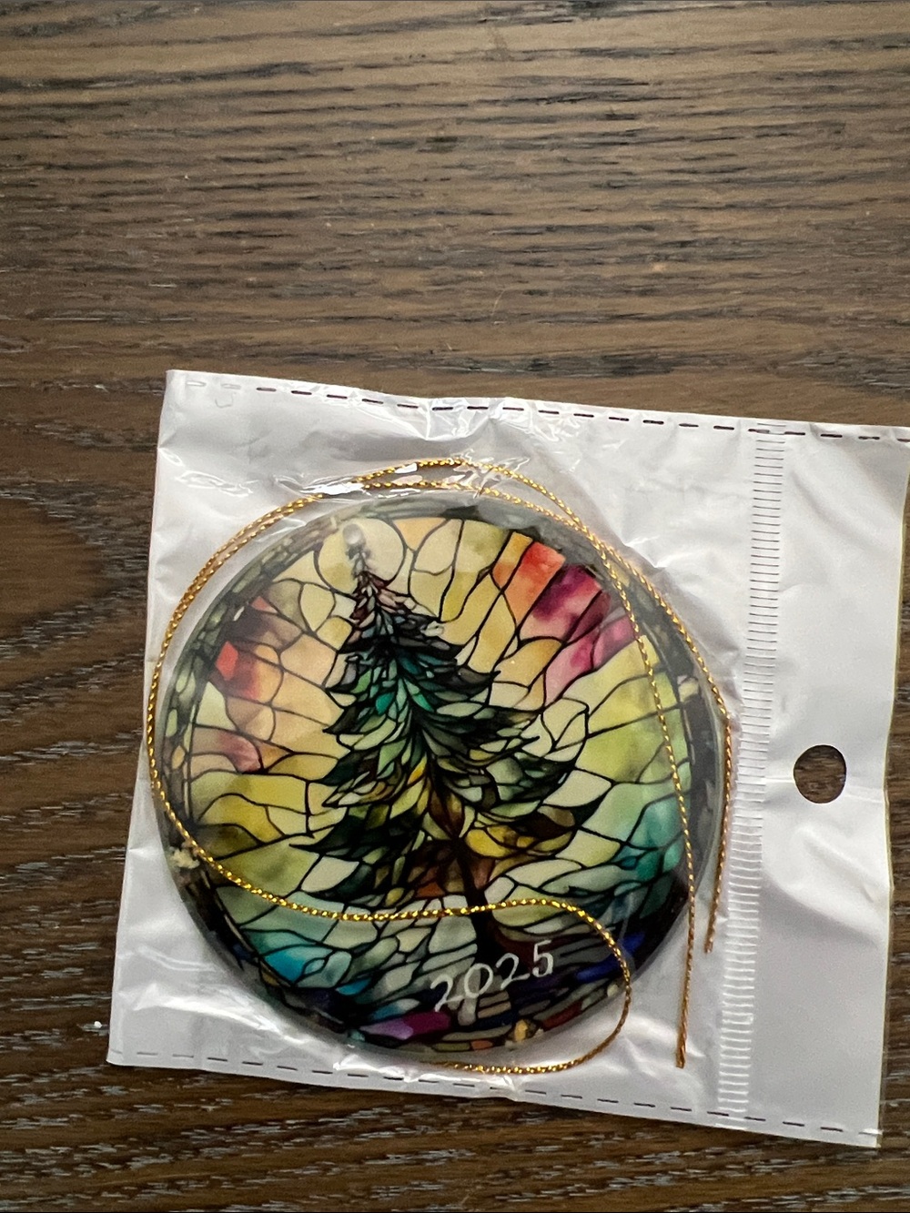 Amazon Stained-Glass Style Green Tree Ornament with Jewel-Tone Accents